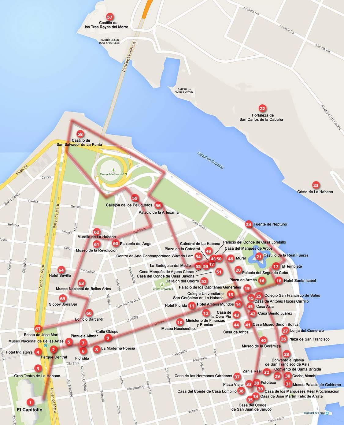 გასეირნება რუკა Havana
